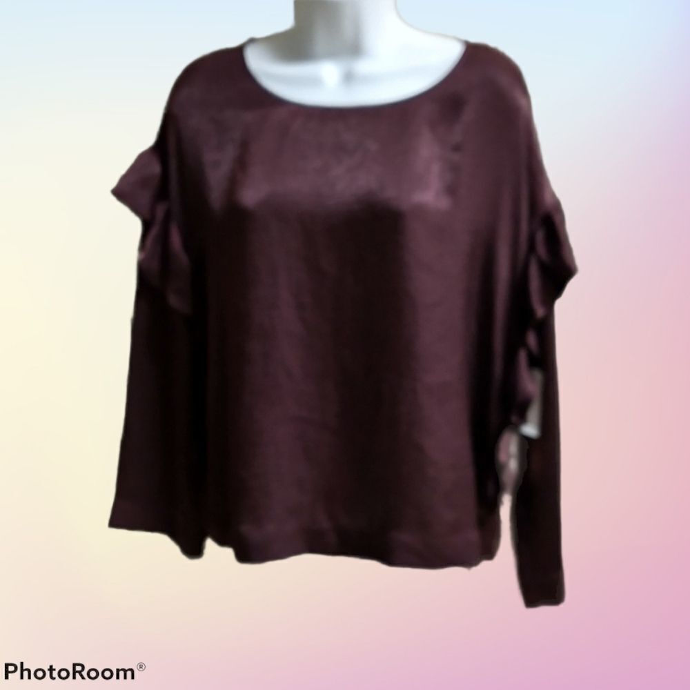 Two by Vince Camuto Ruffled Soft Satin Blouse